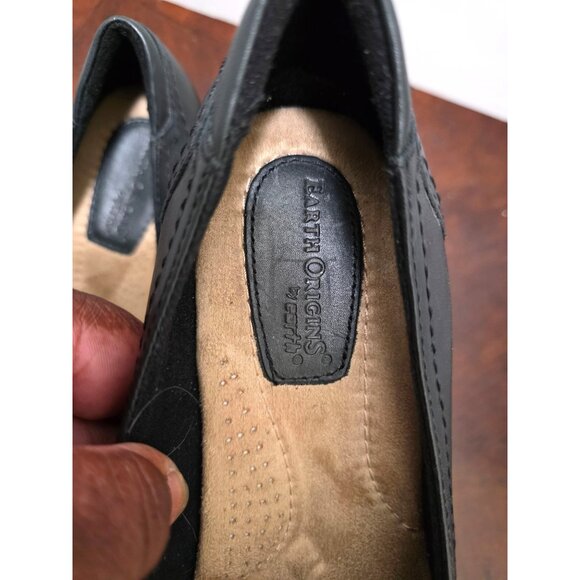 Earth Origins Women's Black Leather Block-Heel Comfort Shoes Size 9M - Picture 12 of 12